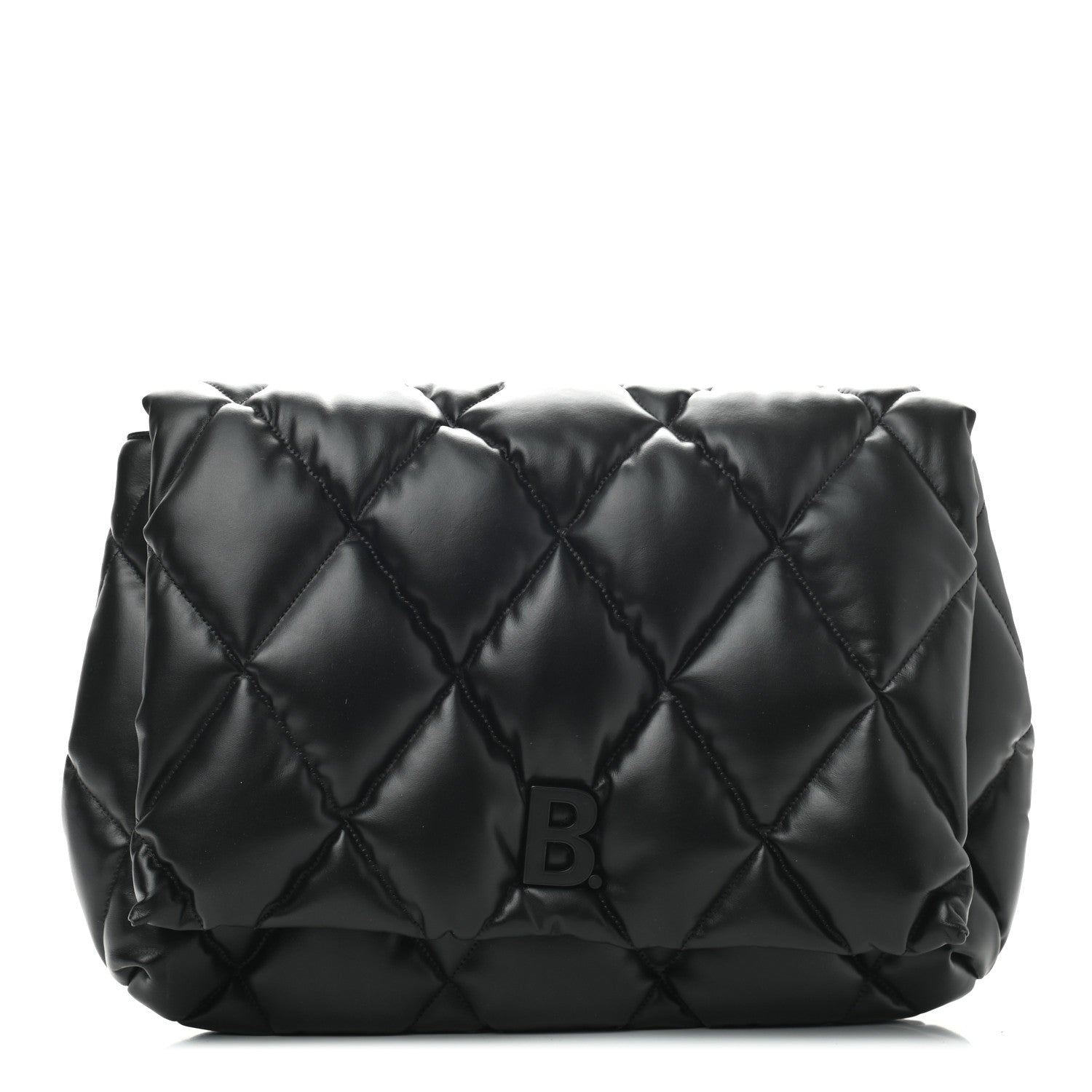 Balenciaga Nappa Calfskin Quilted Touch B Clutch Bag Black 1 of 6