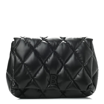 Balenciaga Nappa Calfskin Quilted Touch B Clutch Bag Black 1 of 6