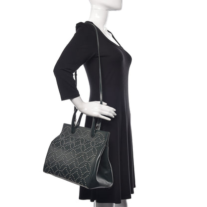Alaia Calfskin Arabesque Studded Clous Tote Dark Green 2 of 10
