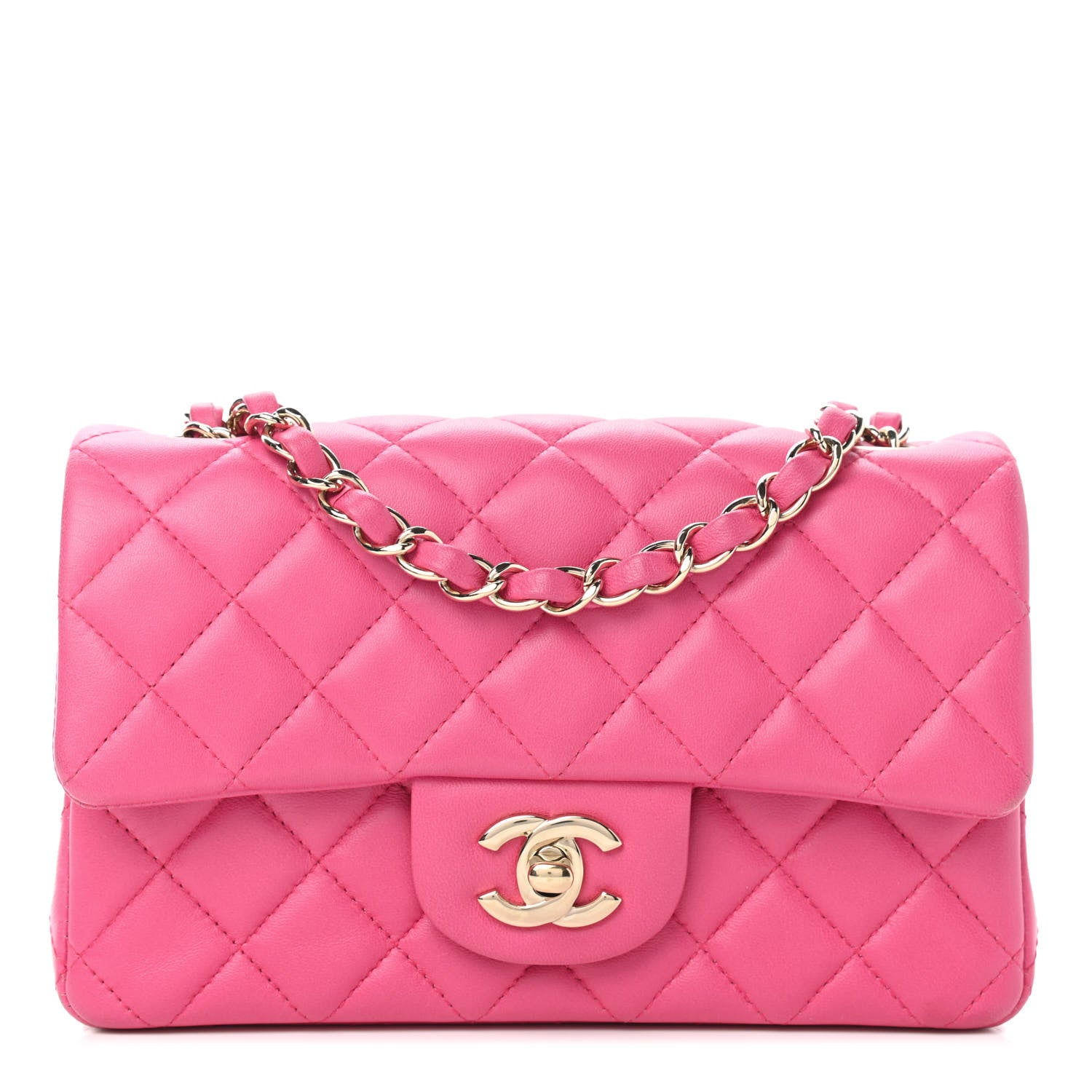 Chanel Lambskin Quilted Mini Rectangular Flap Pink 1 of 10