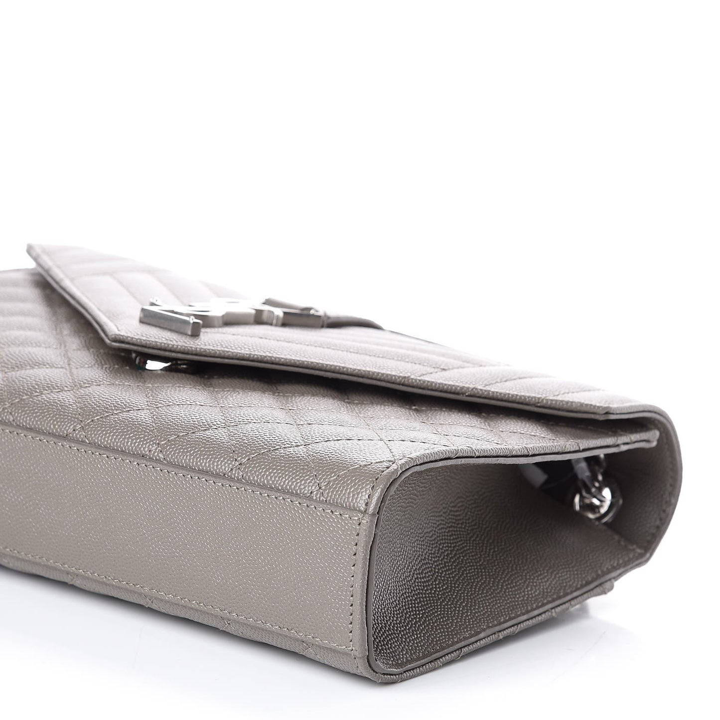 Grain De Poudre Textured Mixed Matelasse Medium Triquilt Monogram Satchel New Stone