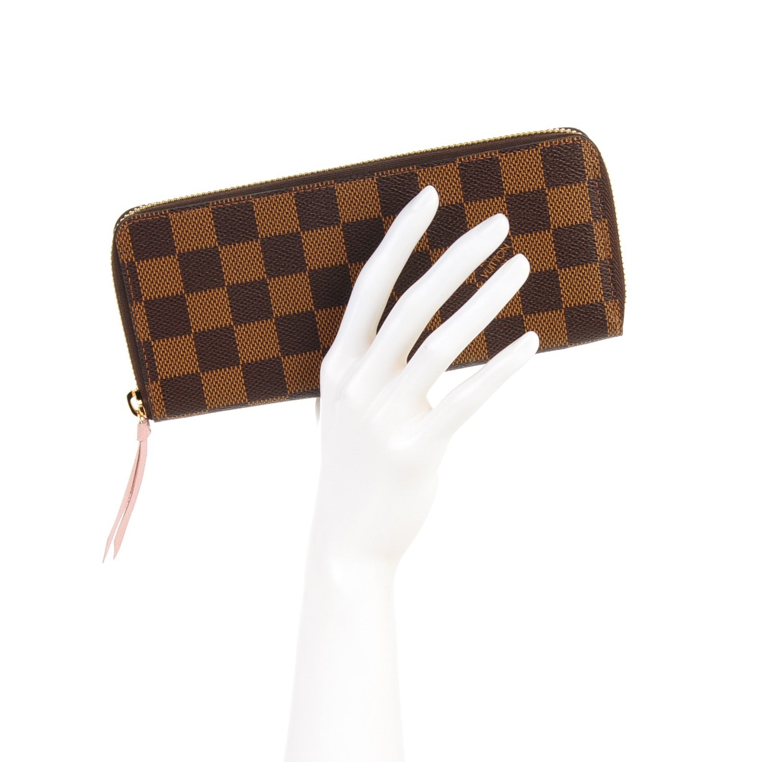 Louis Vuitton Damier Ebene Clemence Wallet Rose Ballerine 2 of 7