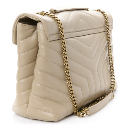Saint Laurent Calfskin Y Quilted Monogram Medium Loulou Chain Satchel Dark Beige 3 of 14