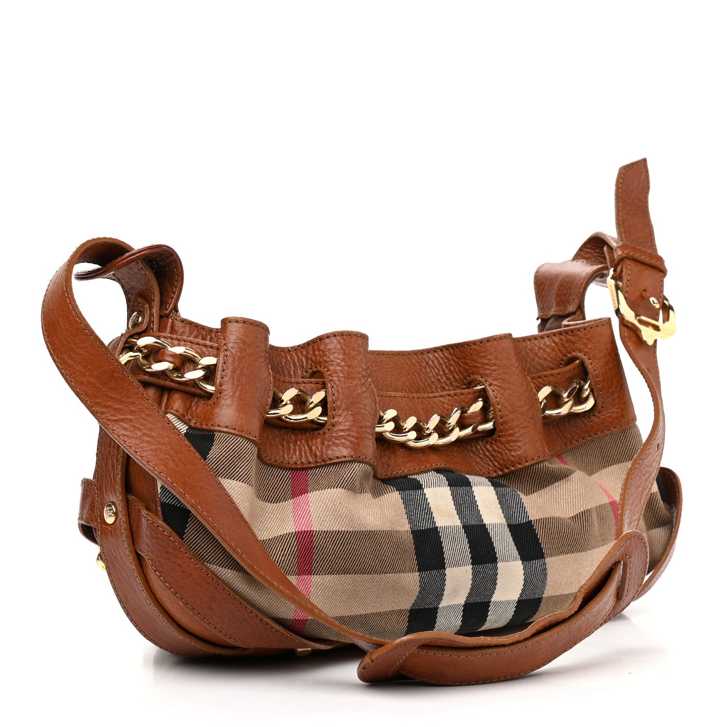 Burberry Grainy Calfskin House Check Margaret Bag Tan 2 of 11