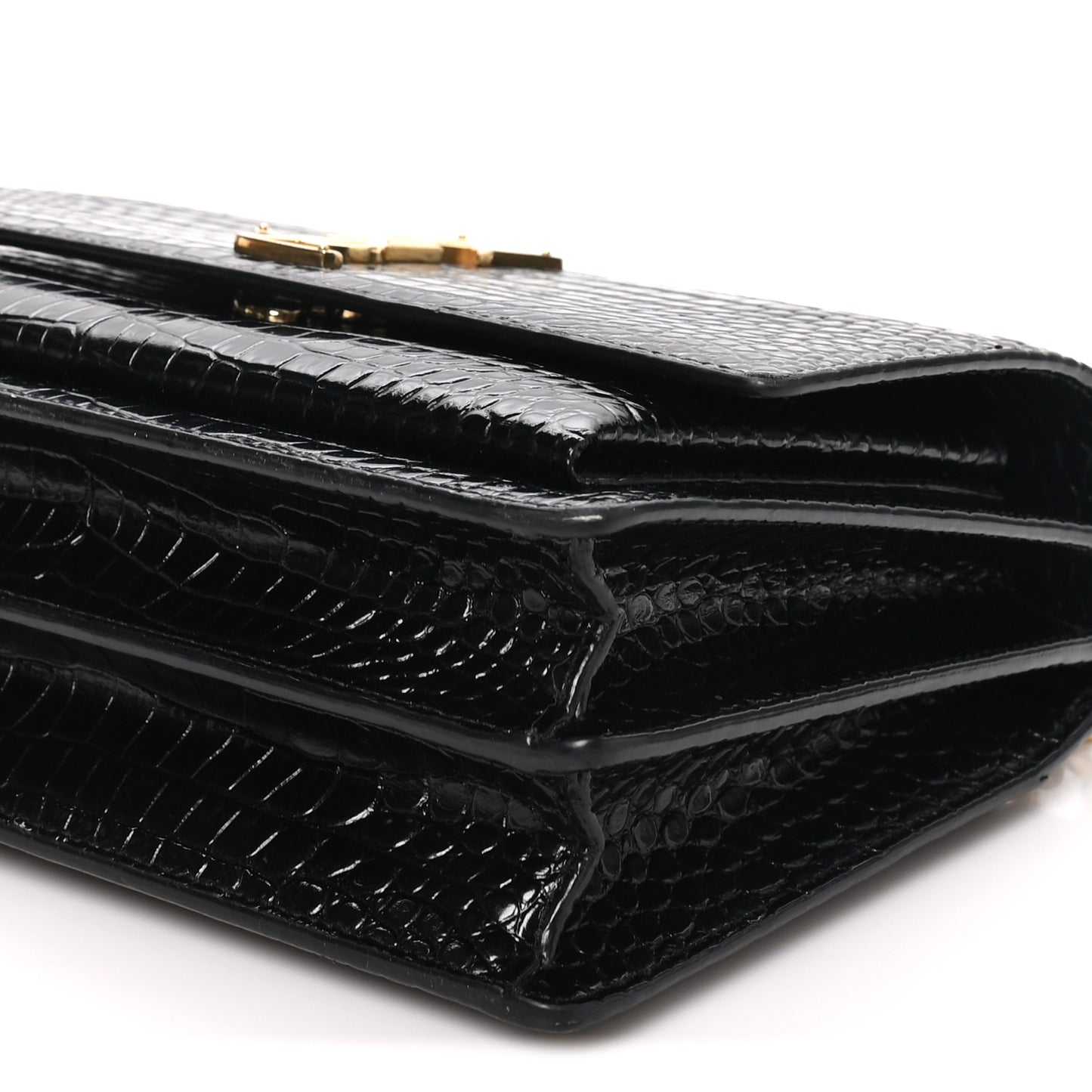 Calfskin Crocodile Embossed Medium Monogram Sunset Black