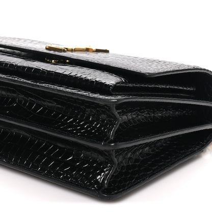 Saint Laurent Calfskin Crocodile Embossed Medium Monogram Sunset Black 8 of 9