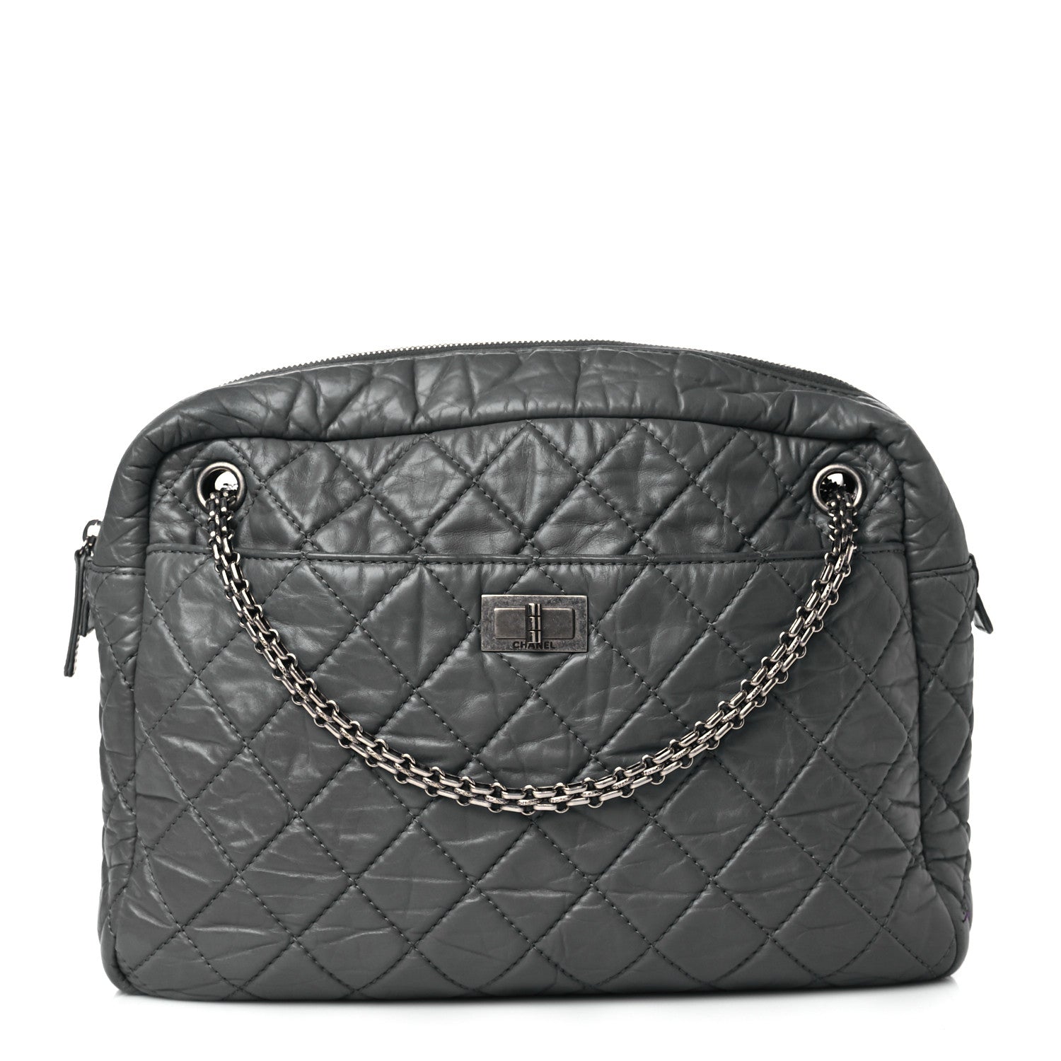 Chanel Aged Calfskin Quilted Large Reissue Camera Case Grey 1 of 10