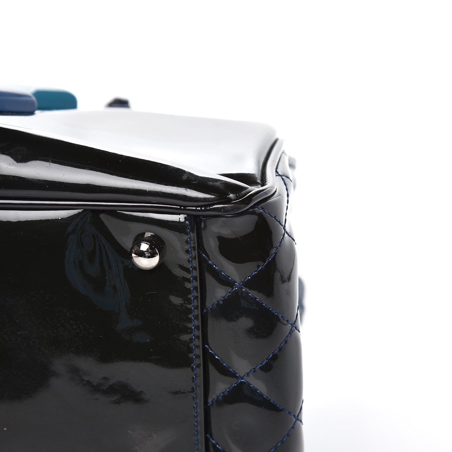 Vinyl Lipstick Tote Dark Navy Blue