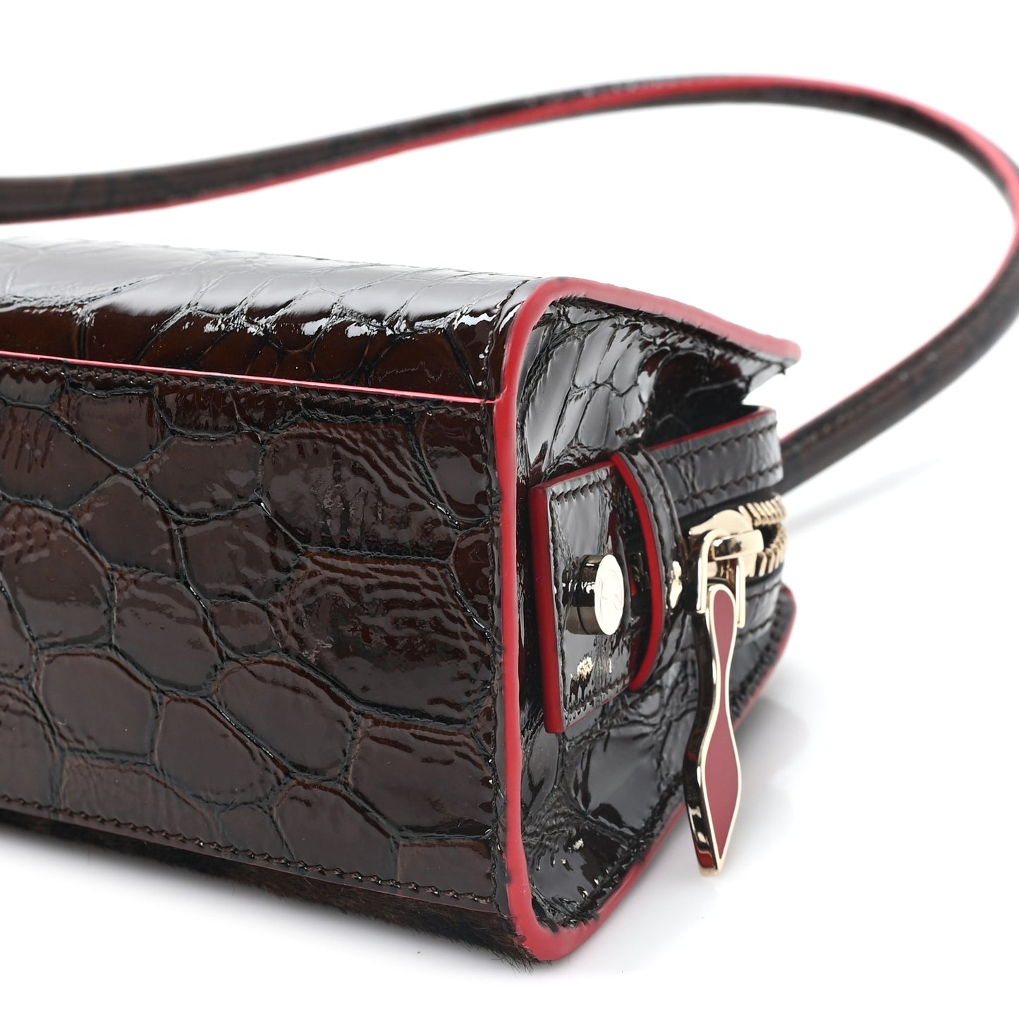 Calfskin Crocodile Embossed Pony Hair Leopard Print Eloise Top Handle Bag Brown