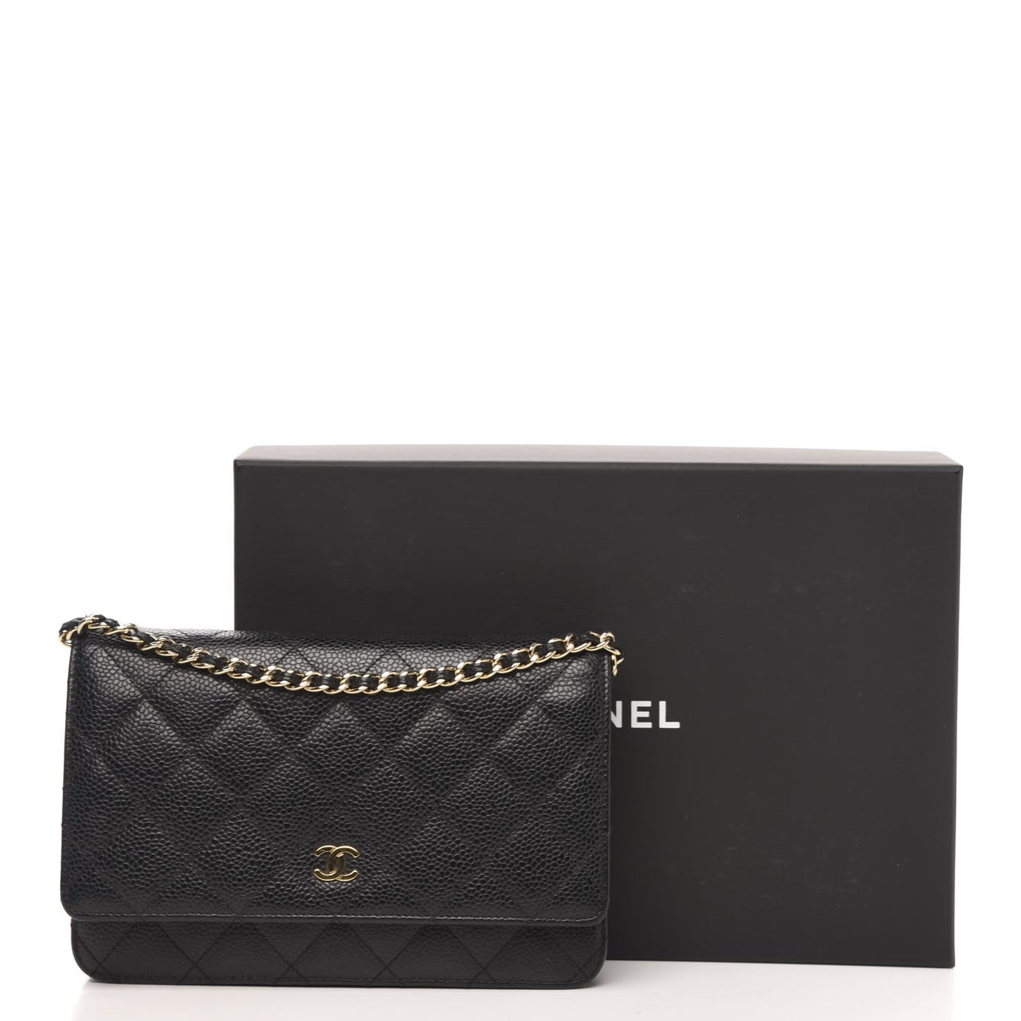 Caviar Quilted Wallet On Chain WOC Black