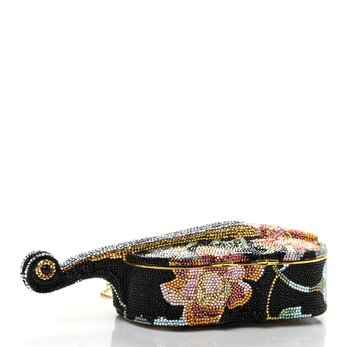 Swarovski Crystal Minaudiere Violin Clutch Black Gold Multicolor