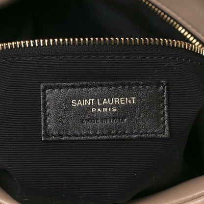 Saint Laurent Lambskin Quilted Medium Loulou Puffer Monogram Chain Satchel Dark Beige 6 of 11