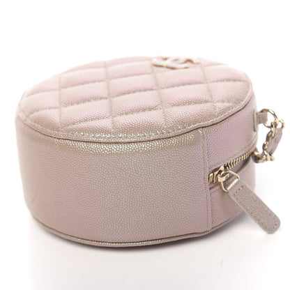 Chanel Iridescent Caviar Quilted Round Clutch With Chain Beige 9 of 11