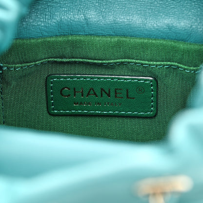 Chanel Lambskin Quilted Mini Pearl CC Drawstring Bucket Bag Blue 6 of 10