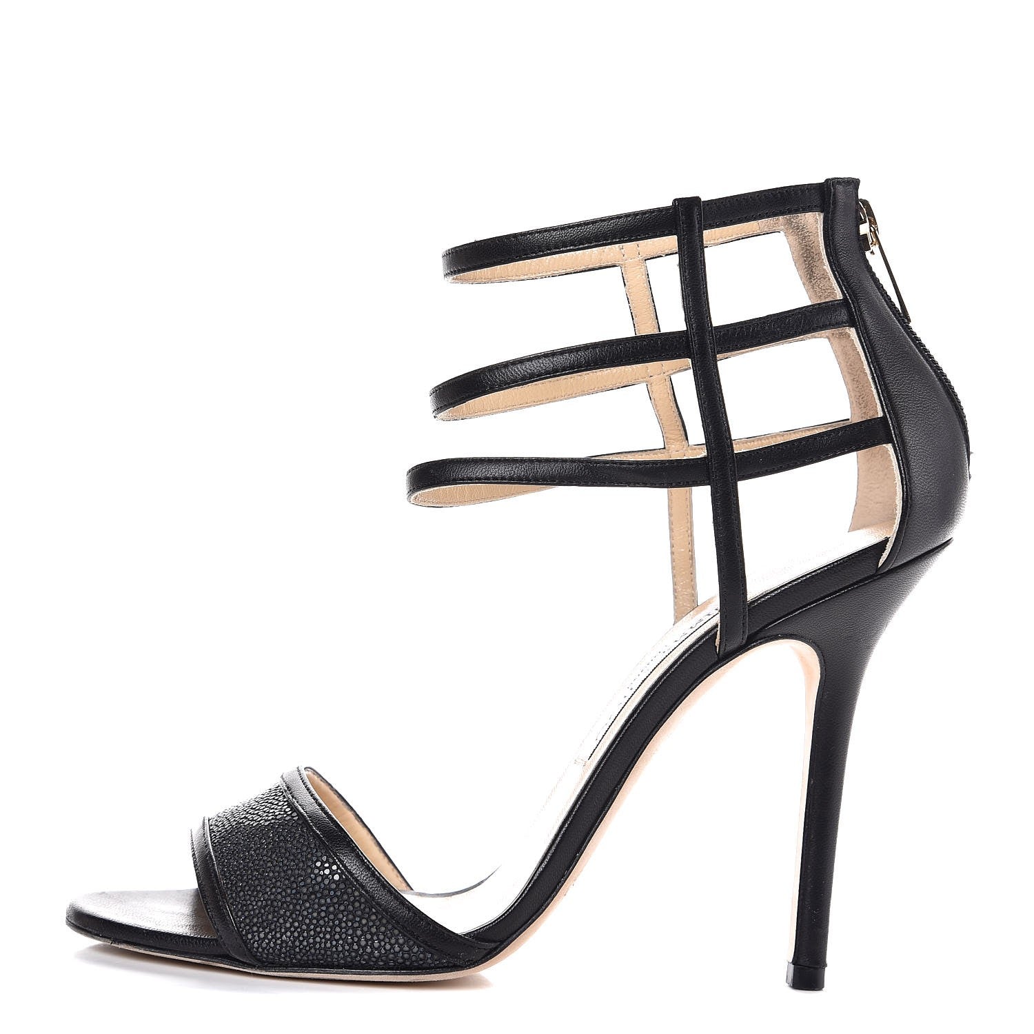 Jimmy Choo Nappa Stingray Tolka Sandals 38.5 Black 1 of 10
