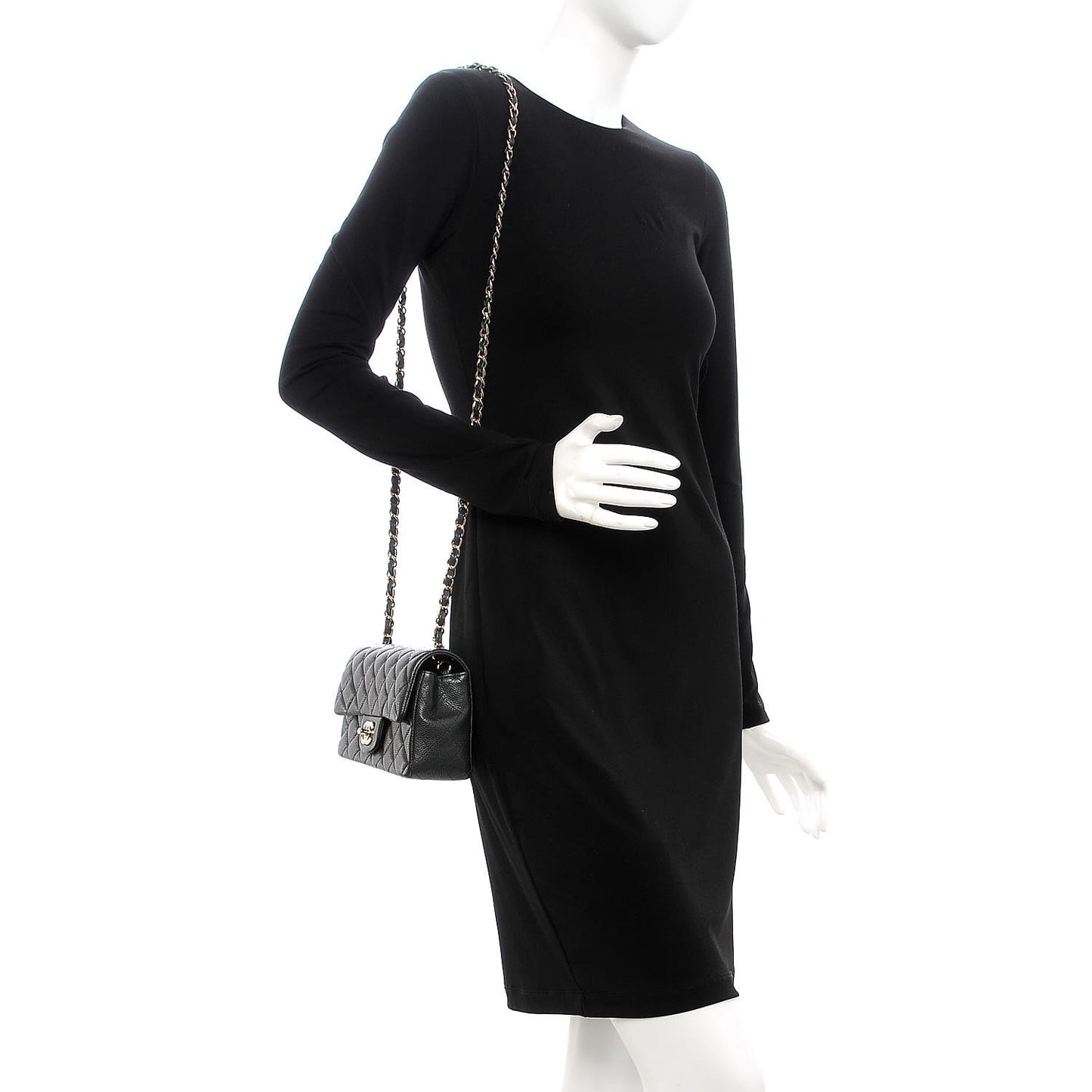 Caviar Quilted Mini Rectangular Flap Dark Grey