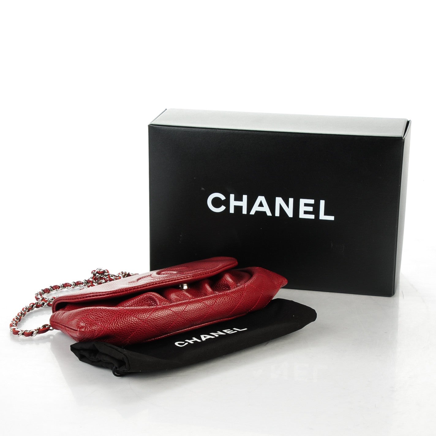 Chanel Caviar Half Moon Wallet On Chain WOC Dark Red 4 of 8