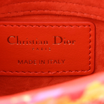 Christian Dior Beaded Embroidery Lambskin Micro Lady Dior Orange Multicolor 6 of 11