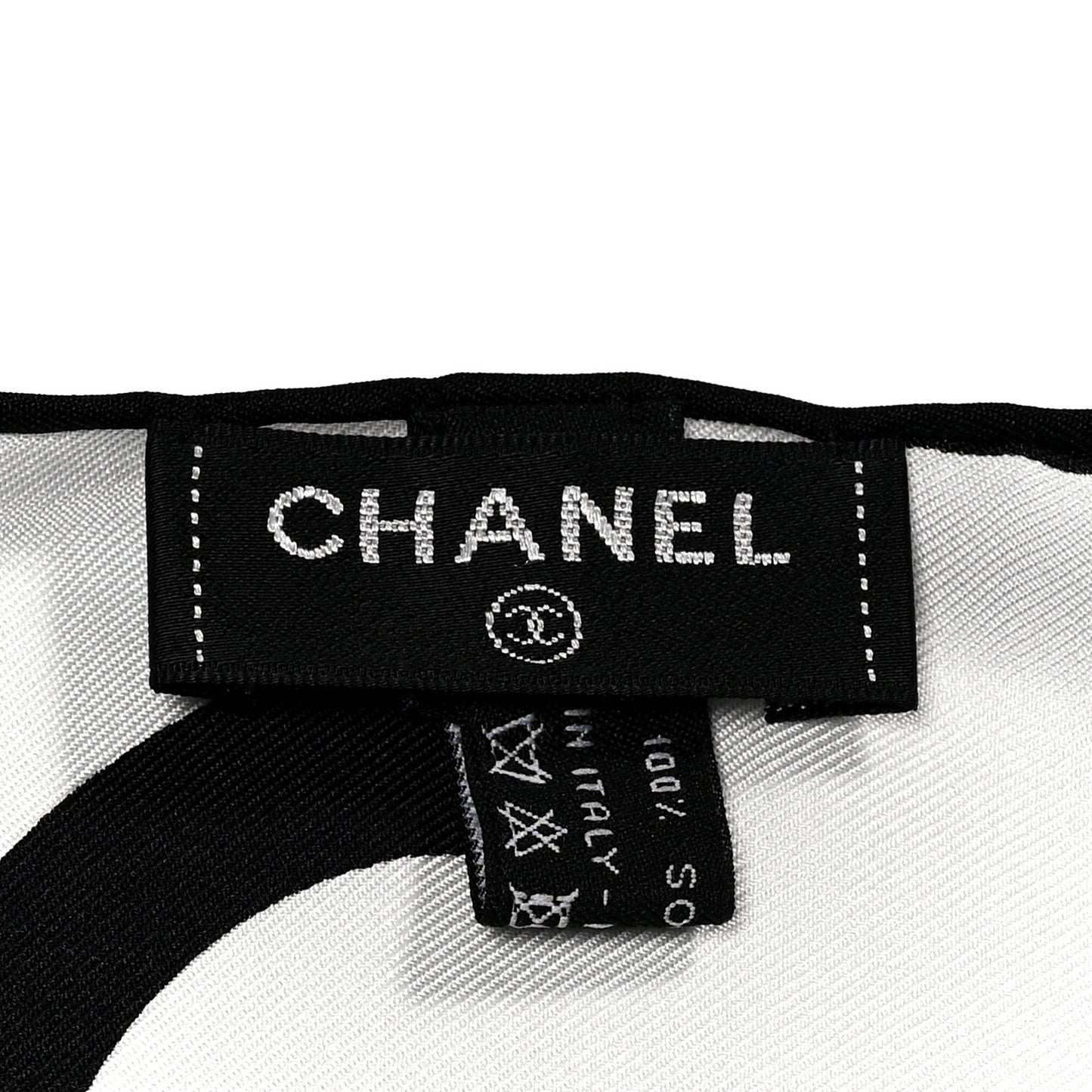 Silk CC Logo Scarf White Black White White Black White
