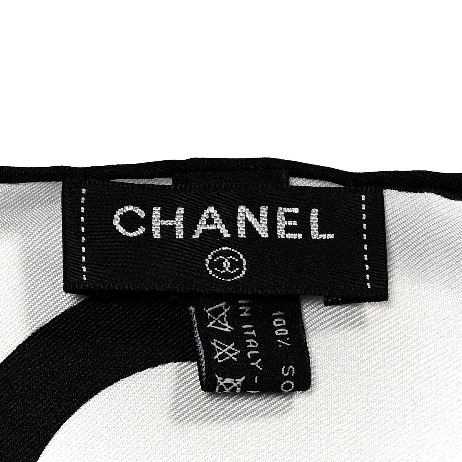 Chanel Silk CC Logo Scarf White Black White White Black White 3 of 3