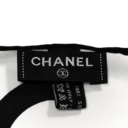 Chanel Silk CC Logo Scarf White Black White White Black White 3 of 3
