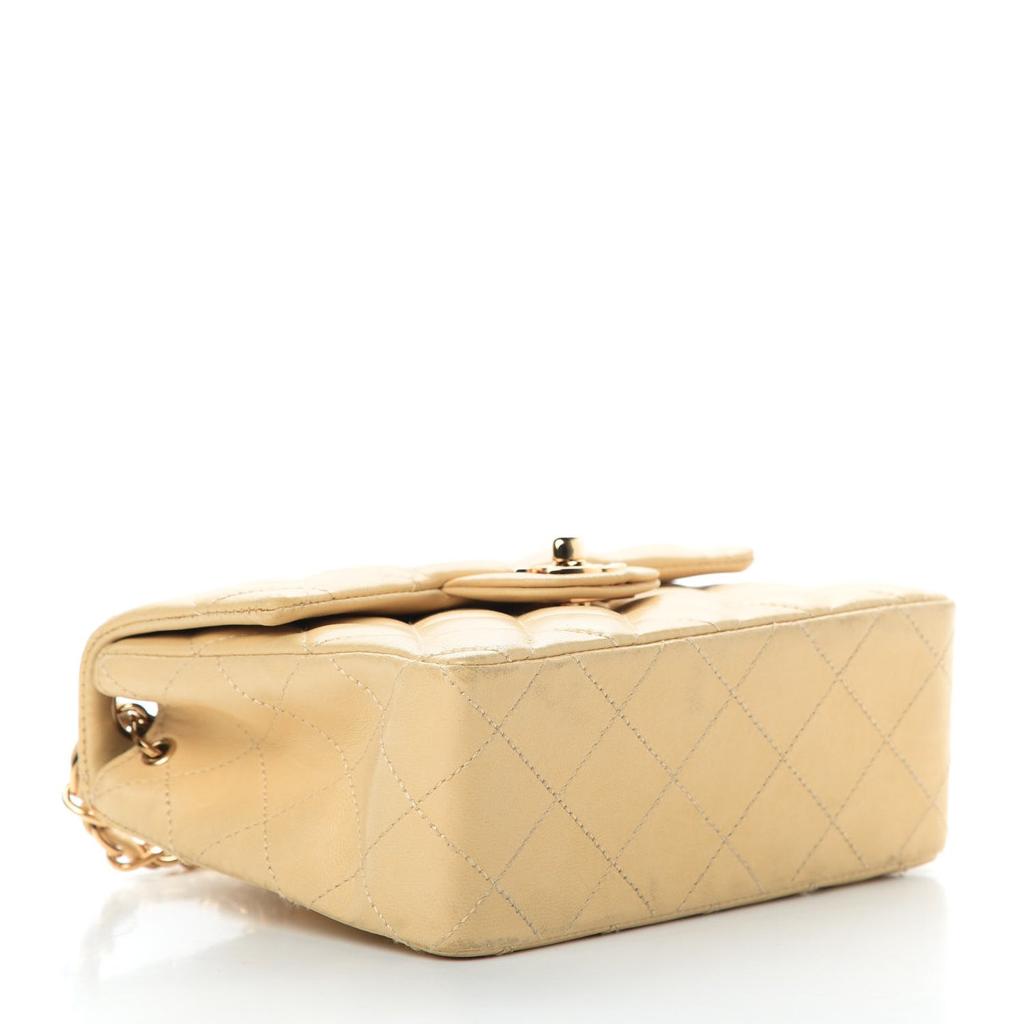 Lambskin Quilted Mini Square Flap Beige