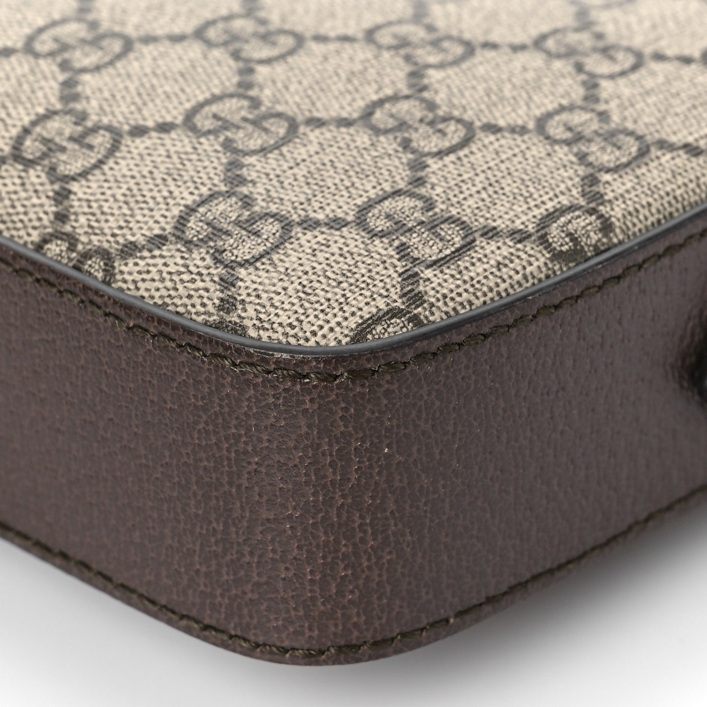 GG Supreme Monogram Textured Dollar Calfskin Web Ophidia Wristlet Shoulder Bag Beige Ebony New Acero