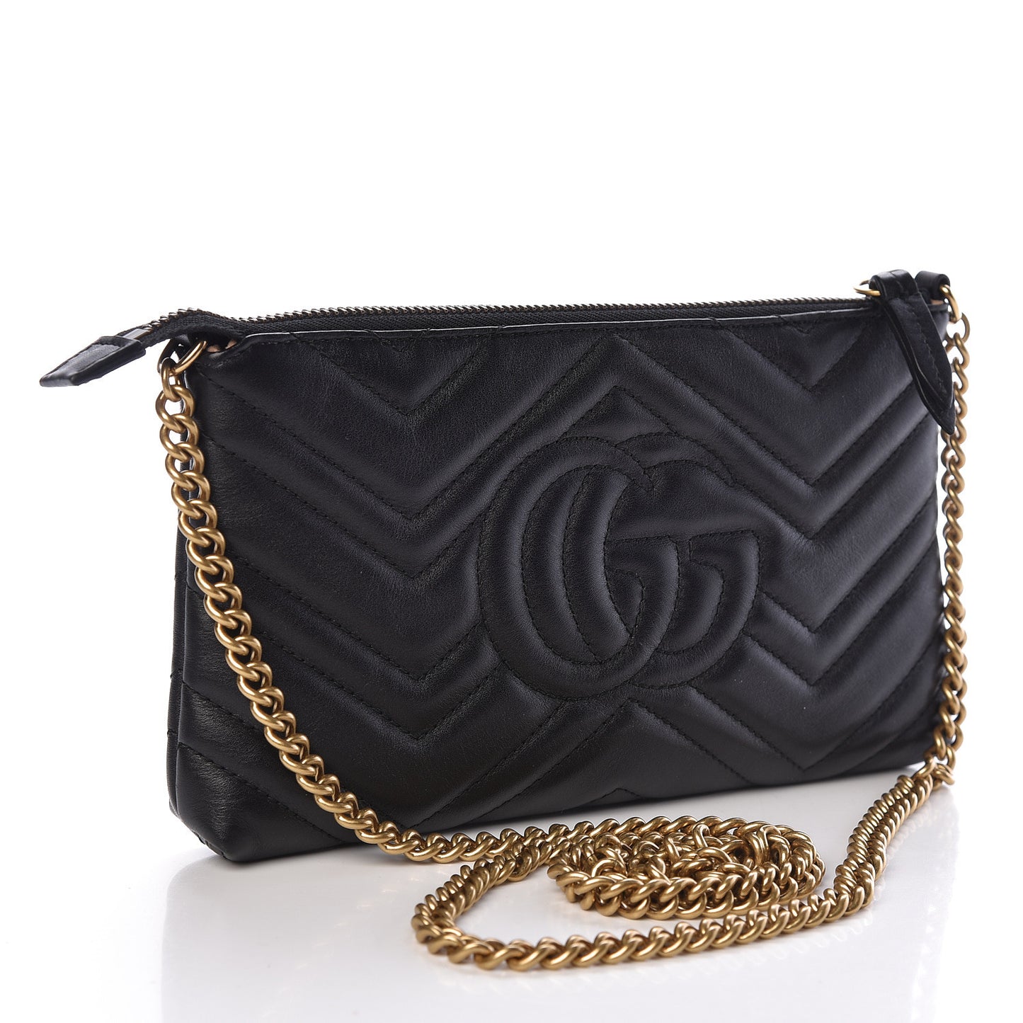 Calfskin Matelasse Mini GG Marmont Chain Bag Black