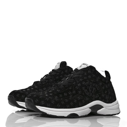 Chanel Suede Calfskin Printed CC Sneakers 37 Black 3 of 8