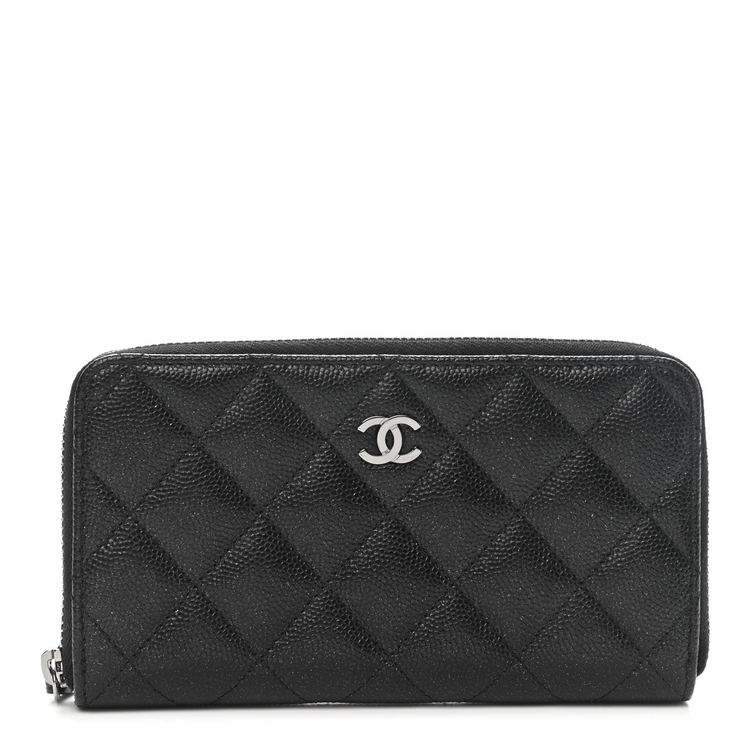Chanel Iridescent Caviar Quilted Medium Zip Around Wallet Black 1 of 8
