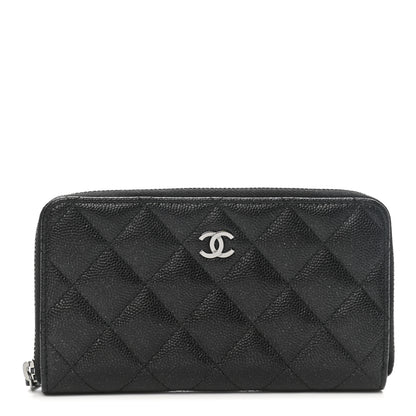 Chanel Iridescent Caviar Quilted Medium Zip Around Wallet Black 1 of 8