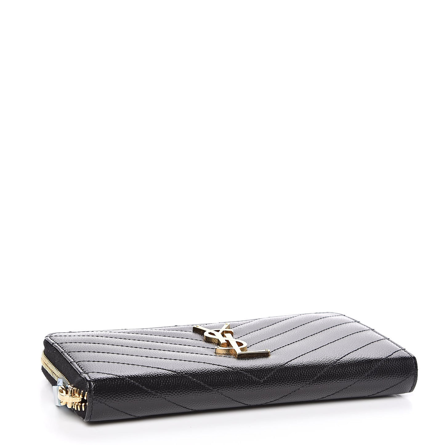 Grain De Poudre Matelasse Chevron Monogram Zip Around Wallet Black