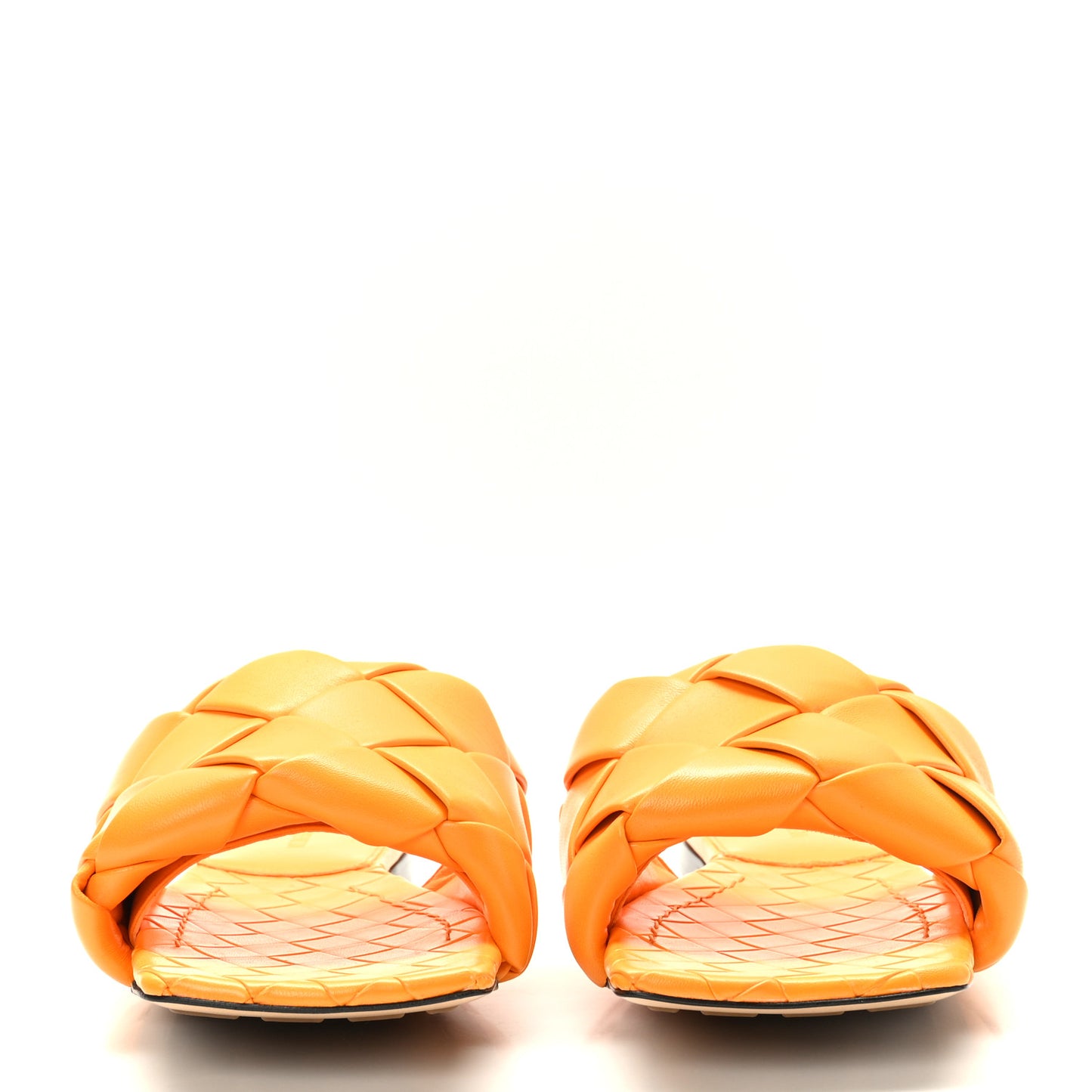 Nappa Maxi Intrecciato Lido Flat Sandals 39 Tangerine