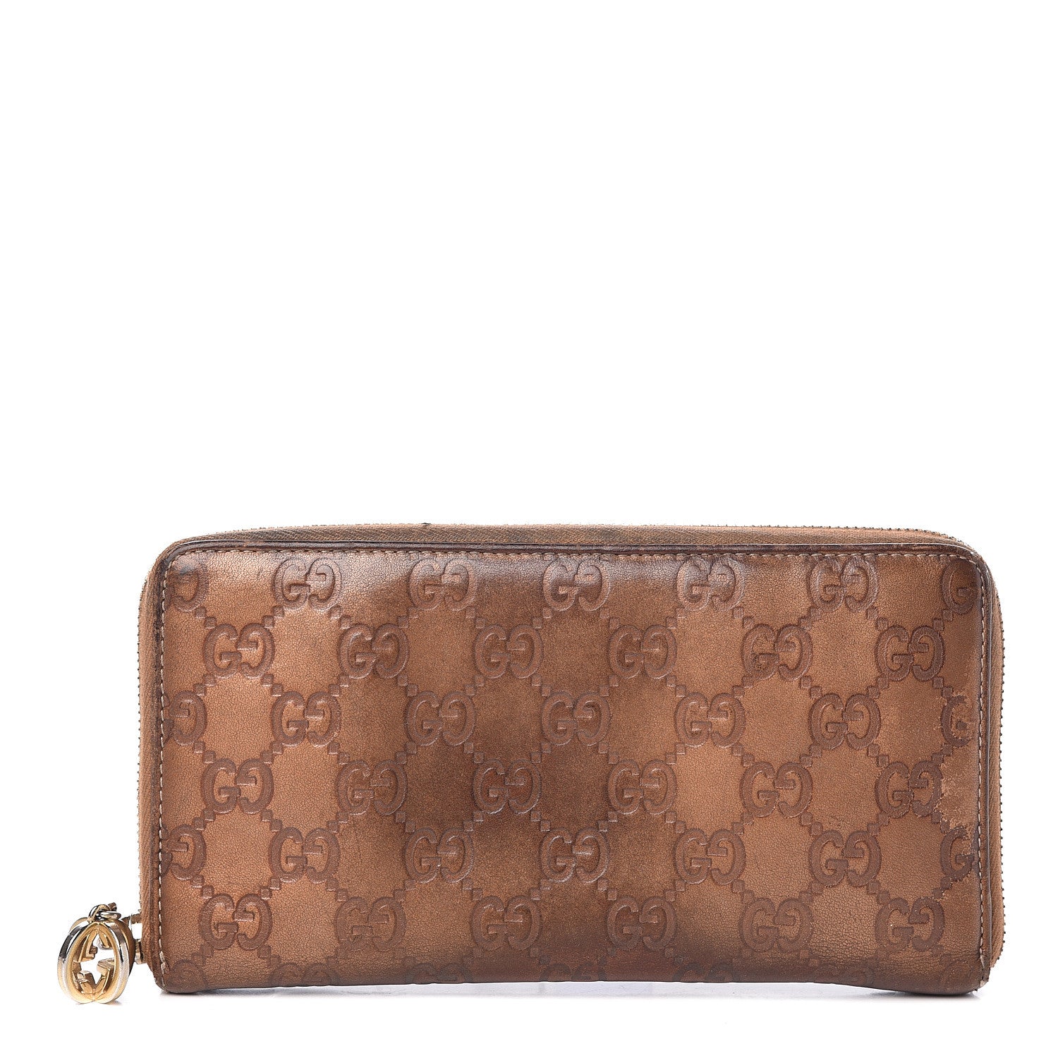 Gucci Metallic Guccissima Twins Zip Around Organizer Wallet Bronze 1 of 25