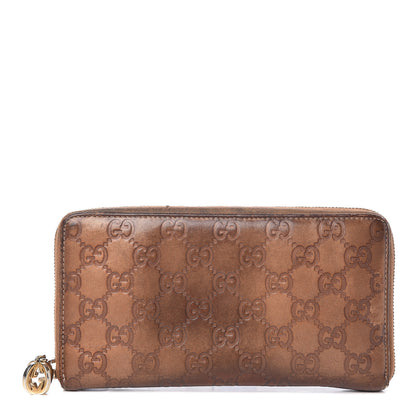 Gucci Metallic Guccissima Twins Zip Around Organizer Wallet Bronze 1 of 25