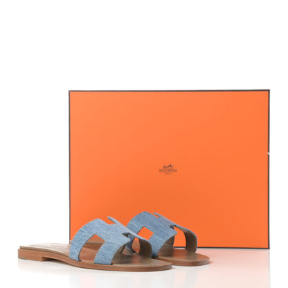 Hermes Denim Canvas Oran Sandals 36 Bleu Clair 9 of 9