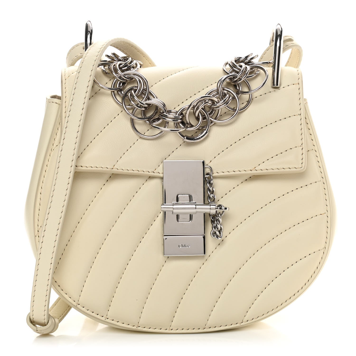 Chloe Calfskin Quilted Mini Drew Bijou Shoulder Bag Natural White 1 of 12