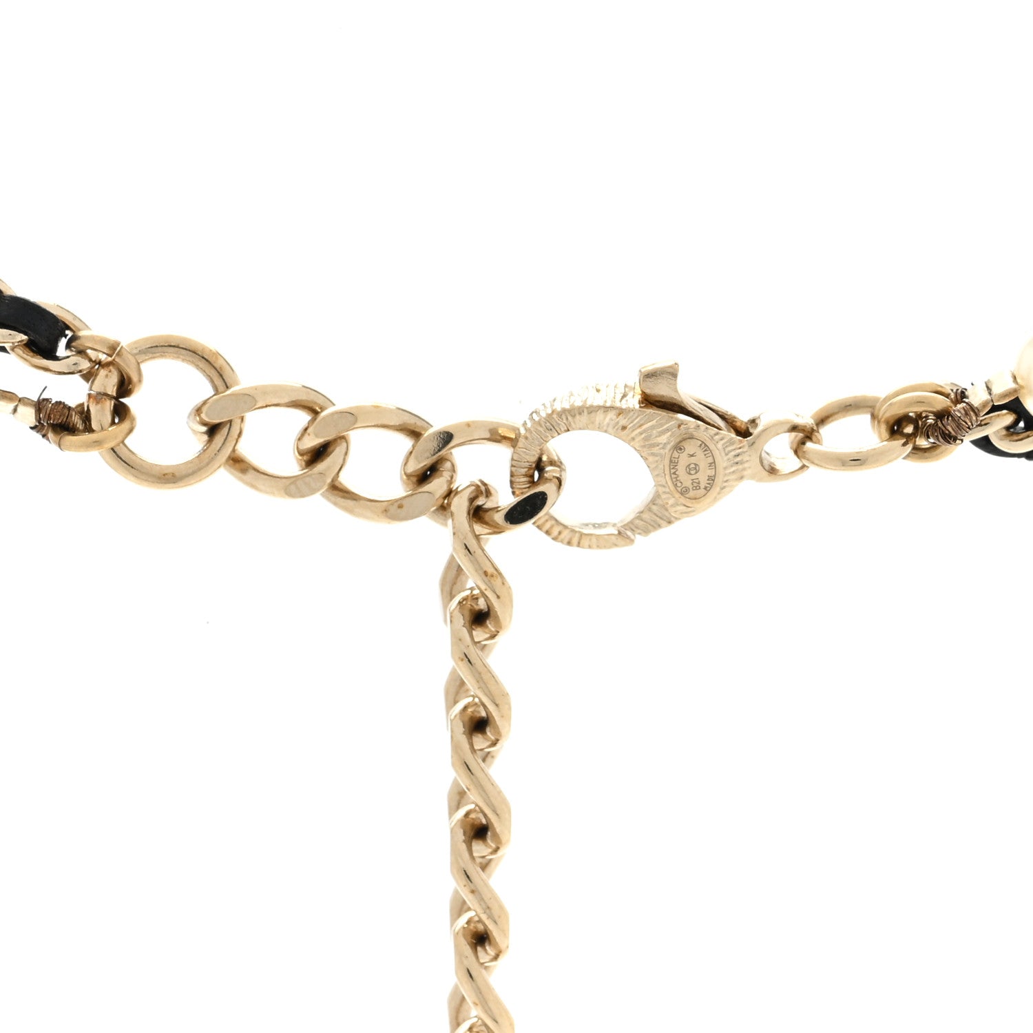 Chanel Crystal Pearl Lambskin CC Chain Choker Gold Black 3 of 3