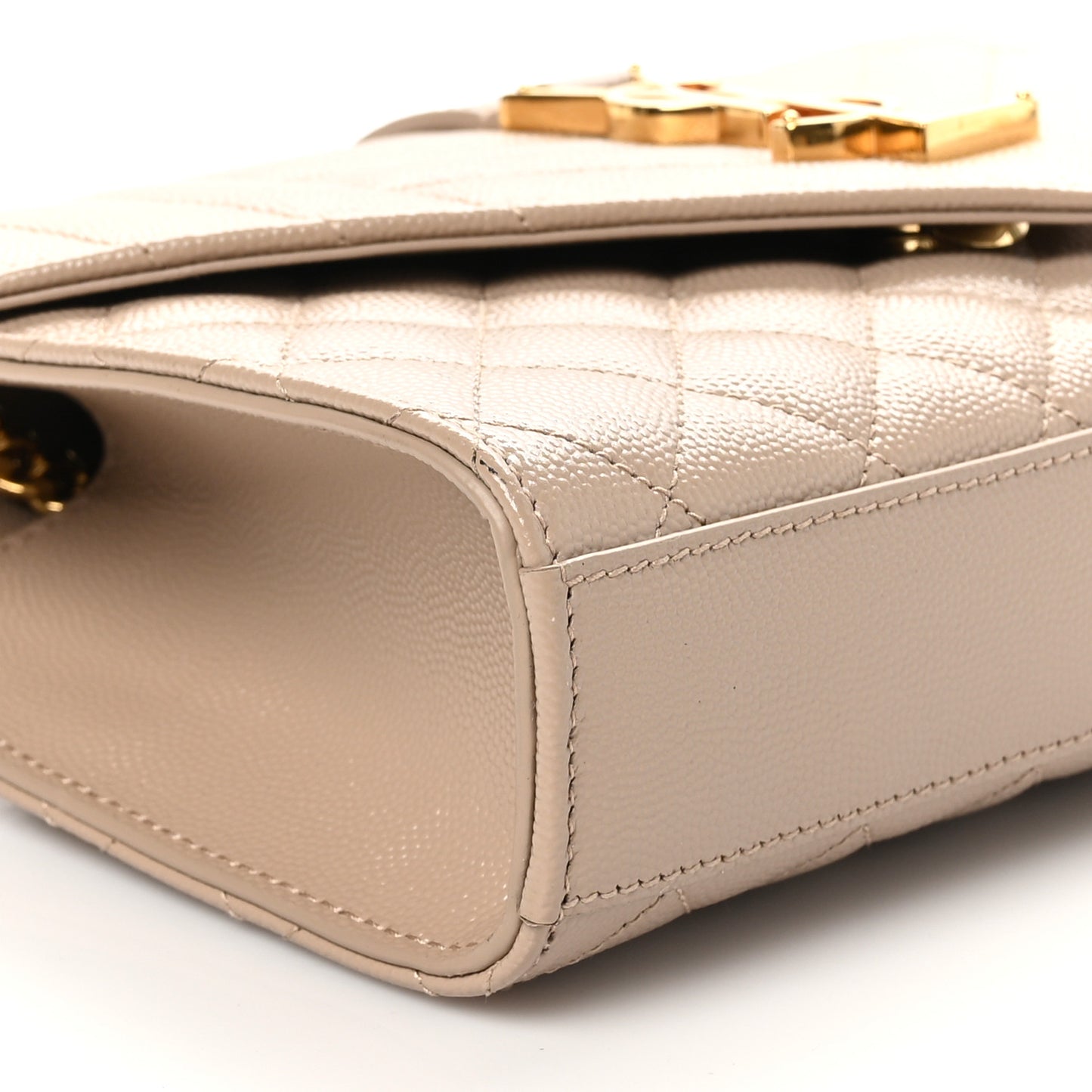 Grain De Poudre Textured Mixed Matelasse Triquilt Small Monogram Satchel Dark Beige