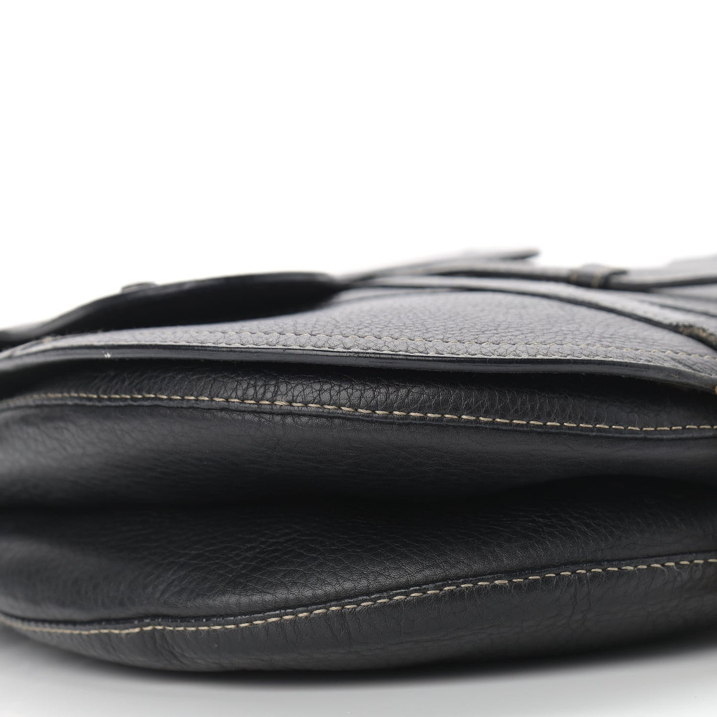 Grained Calfskin Double Saddle Bag Black