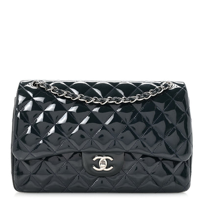 Chanel Patent Quilted Jumbo Double Flap Navy 1 of 11