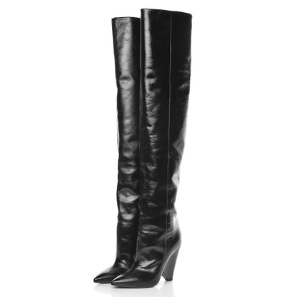Saint Laurent Calfskin Niki 105 Thigh High Boots 36.5 Black 3 of 7