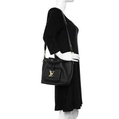 Louis Vuitton Calfskin Lockme Bucket MM Black 2 of 9