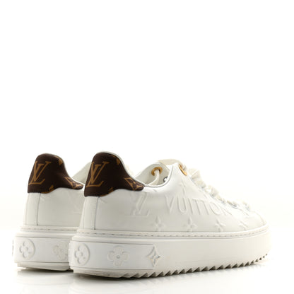 Louis Vuitton Lambskin Embossed Monogram Time Out Sneakers 37 White 4 of 13