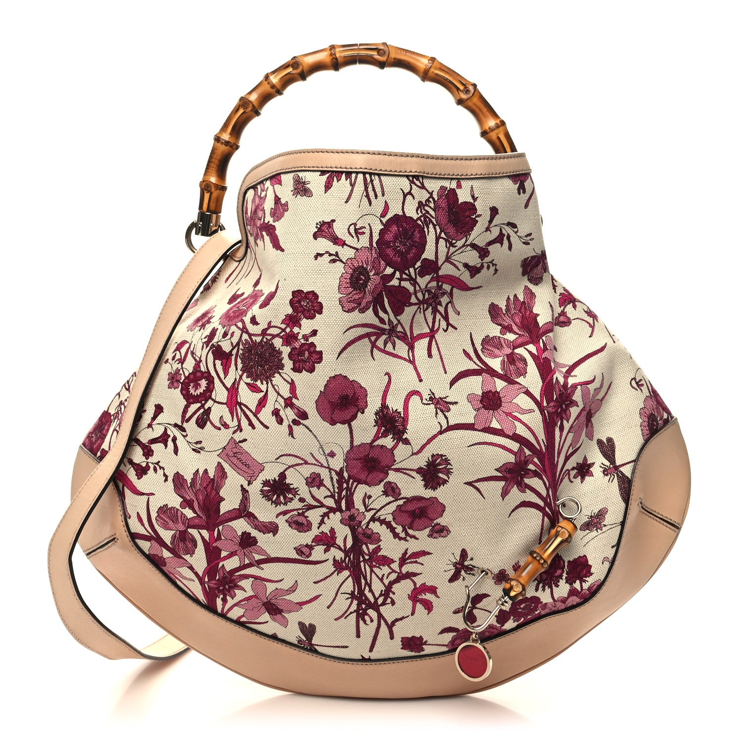 Gucci Canvas Floral Flora Peggy Bamboo Top Handle Hobo 1 of 11