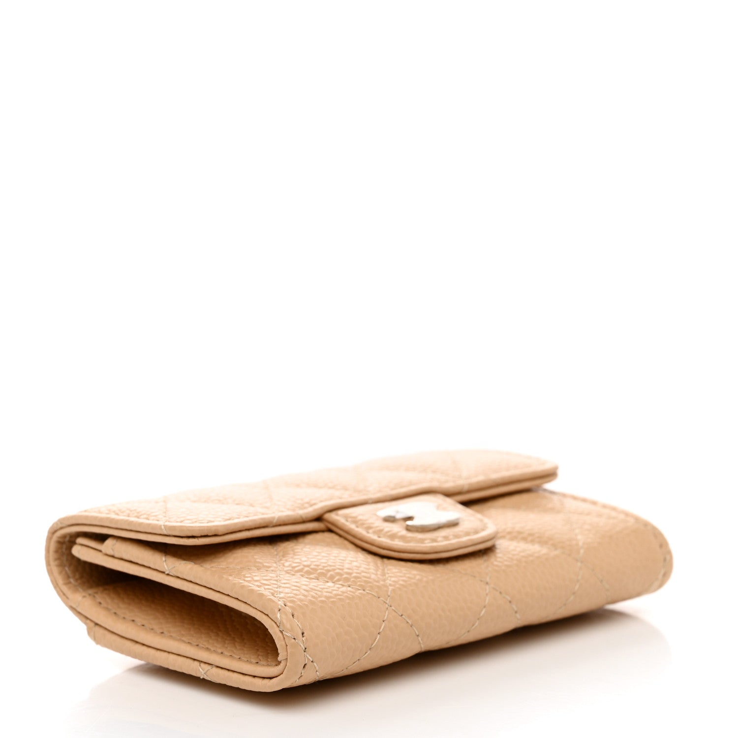 Chanel Caviar Quilted Flap Card Holder Wallet Beige 4 of 8