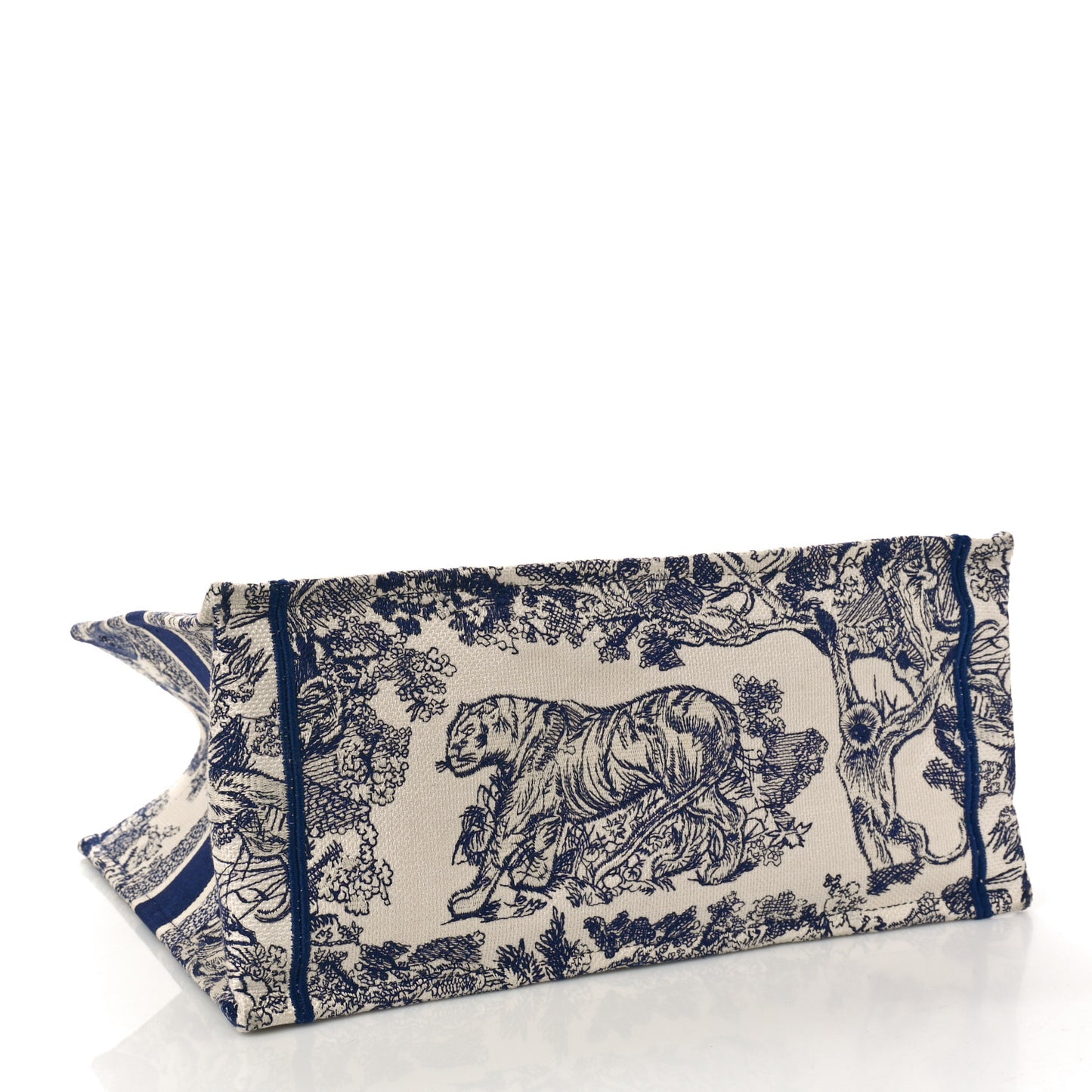 Canvas Embroidered Medium Dioriviera Toile De Jouy Book Tote Blue