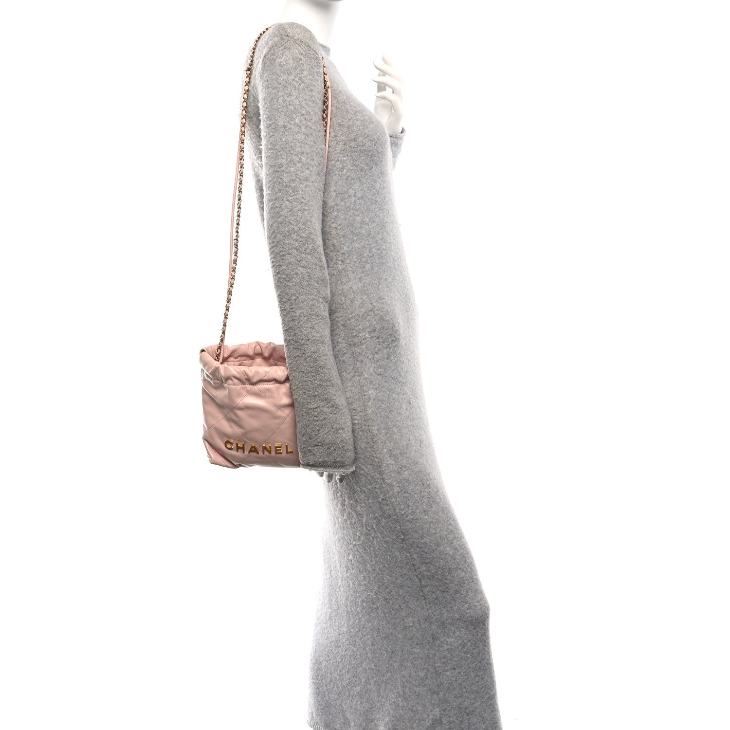 Chanel Shiny Calfskin Quilted Mini Chanel 22 Light Pink 1892326