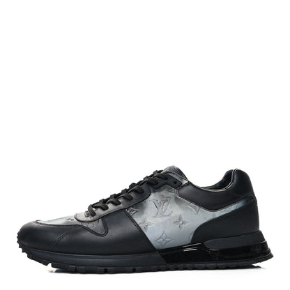 Louis Vuitton Iridescent Textile Monogram Calfskin Mens Run Away Sneakers 9 Black 1 of 8
