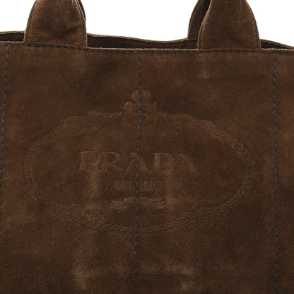 Prada Suede Scamosciato Logo Tote Sigaro 13 of 13